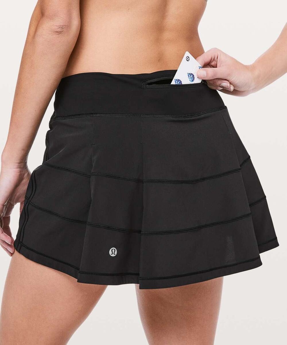 Lululemon | Black Pace Rival Ruffle Skirt Regular 4-Way Stretch Activewear Sz 8